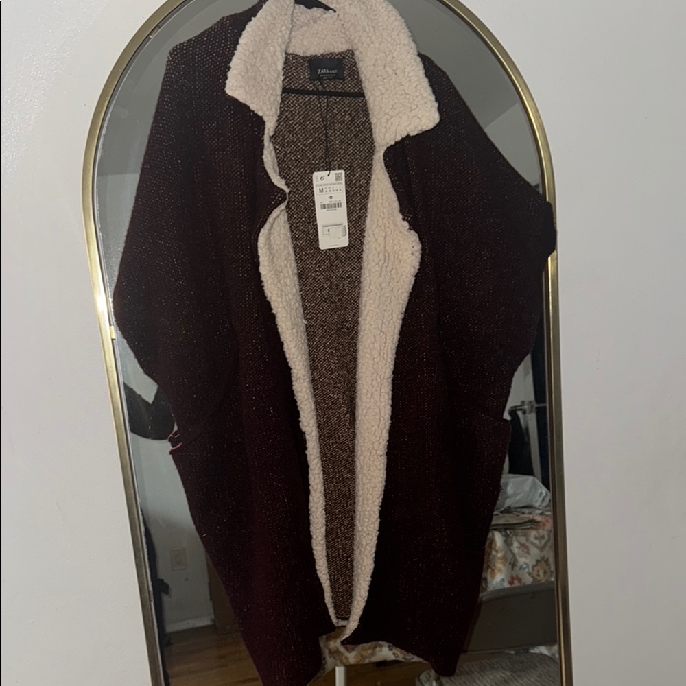 Cozy Burgundy Open-Front Sweater